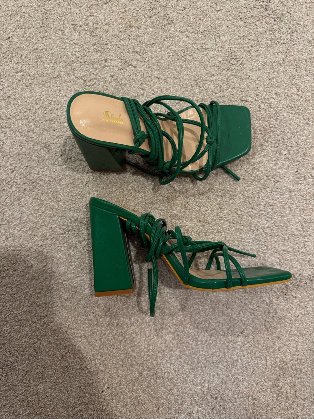 SHEIN Green Strappy Block Heels